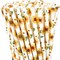 200Pcs Sunflower Paper Straws Watercolor Yellow Floral Disposable Drinking Straws Summer Party Straws for Juice Shake Cocktail Birthday Baby Shower Wedding Party Supplies